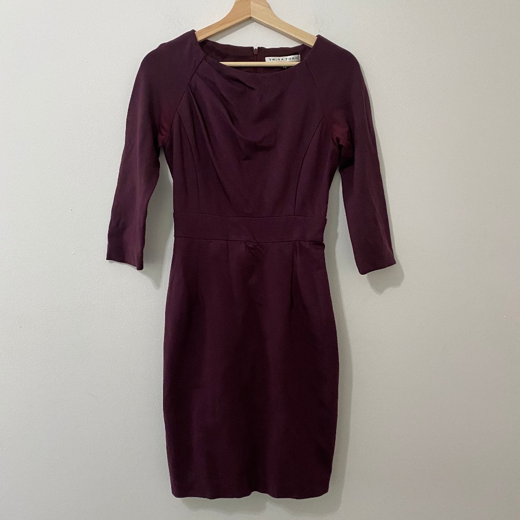 Trina Turk 3/4 Sleeve Burgundy Red Dress Size 4